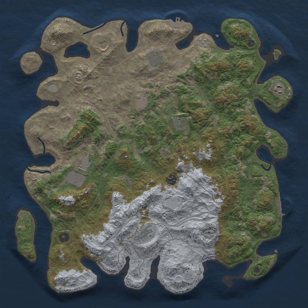 Rust Map: Procedural Map, Size: 4500, Seed: 1124066478, 18 Monuments