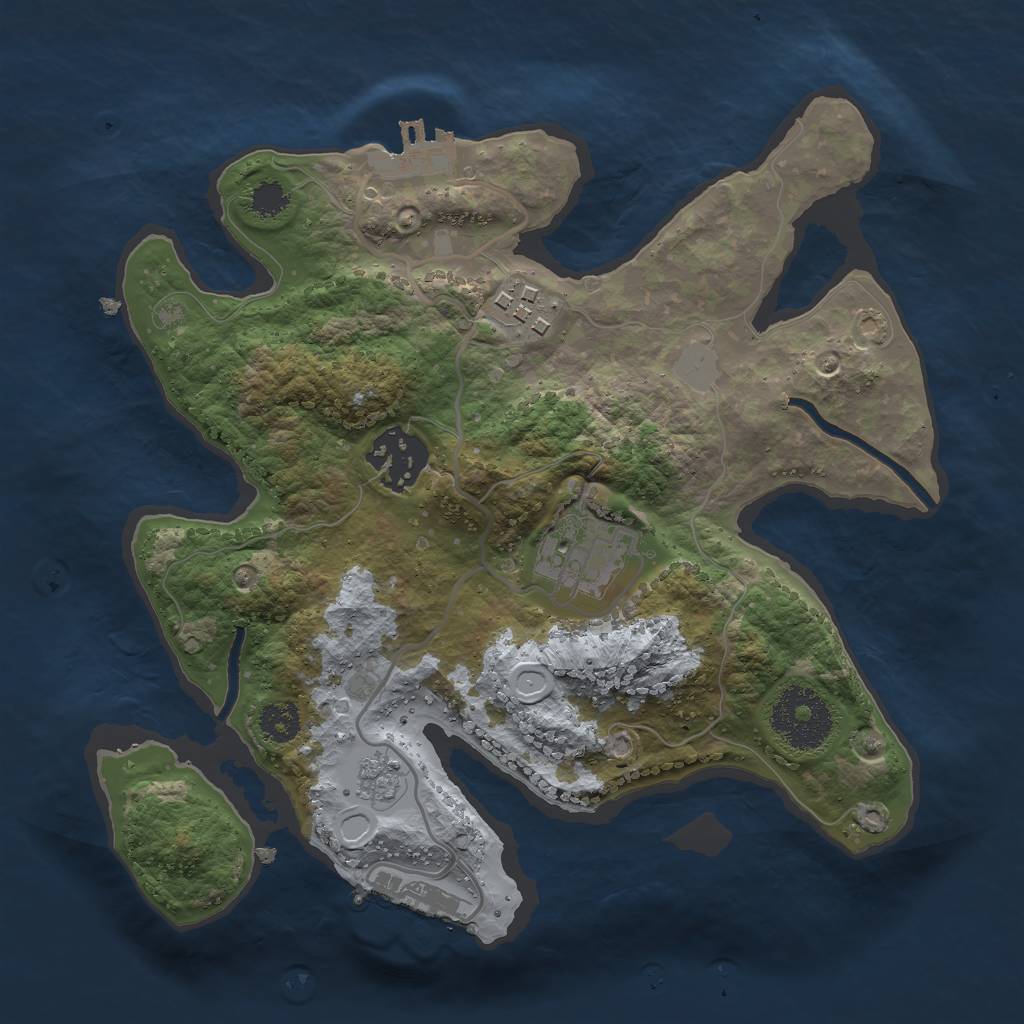 Rust Map: Procedural Map, Size: 2550, Seed: 1483117433, 9 Monuments