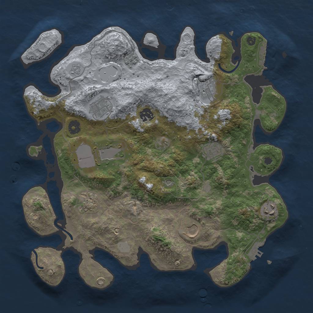 Rust Map: Procedural Map, Size: 3500, Seed: 757728407, 18 Monuments