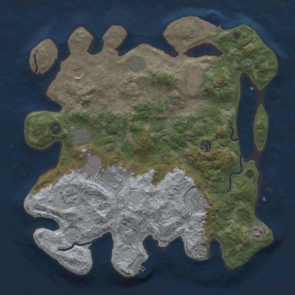 Rust Map: Procedural Map, Size: 3850, Seed: 2139894951, 17 Monuments