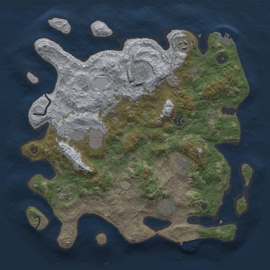 Rust Map: Procedural Map, Size: 3700, Seed: 721321224, 16 Monuments