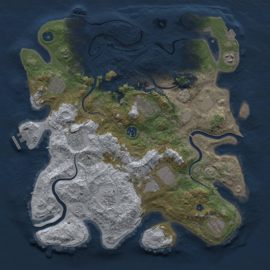Rust Map: Procedural Map, Size: 3800, Seed: 6666, 16 Monuments