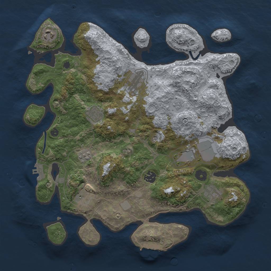 Rust Map: Procedural Map, Size: 3500, Seed: 136013977, 17 Monuments
