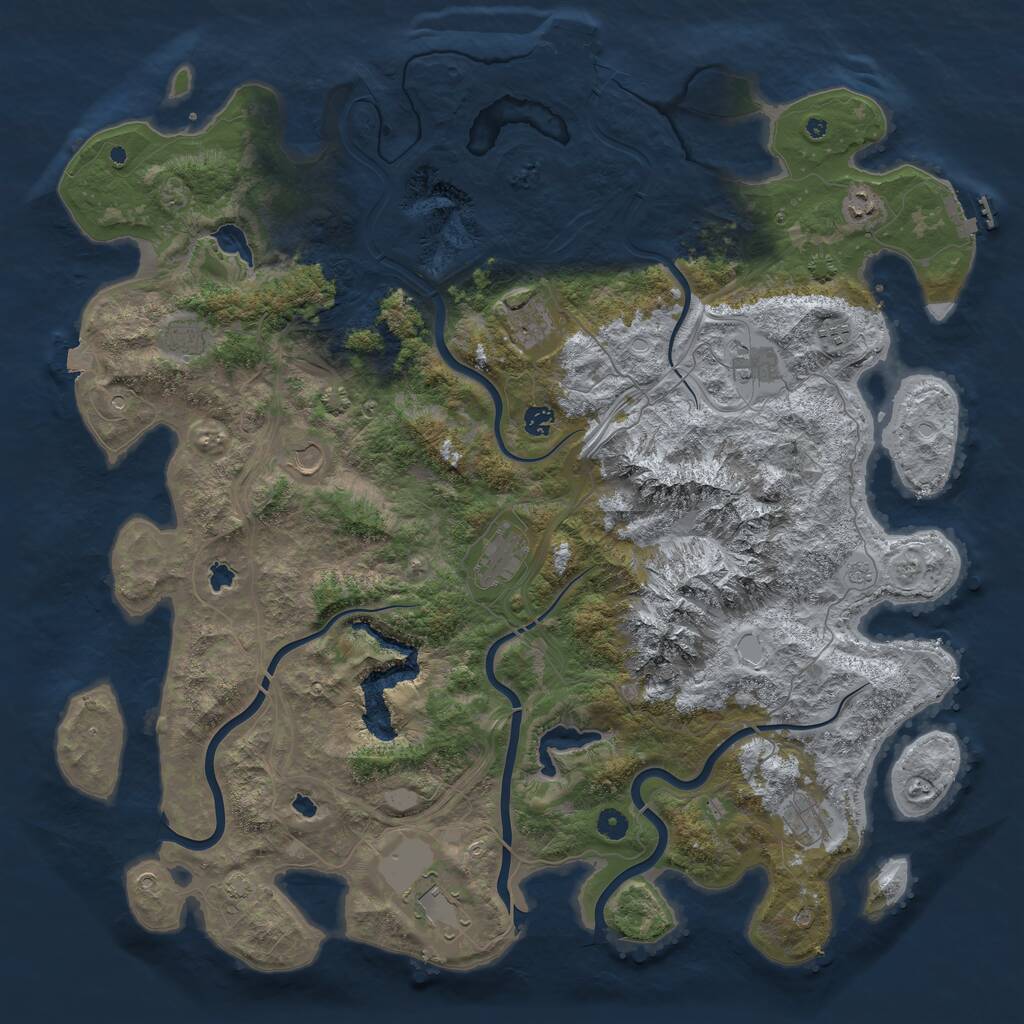 Rust Map: Procedural Map, Size: 5000, Seed: 56612, 16 Monuments