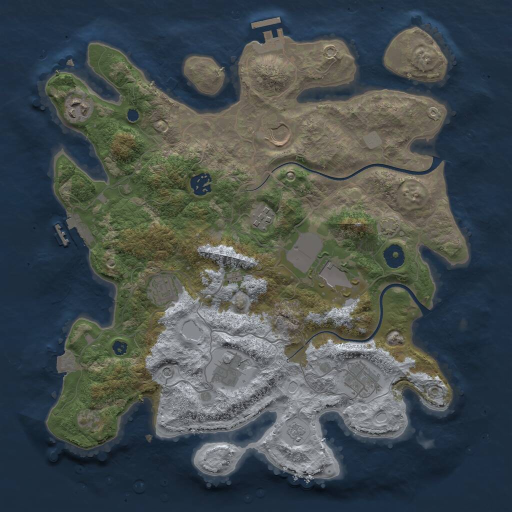 Rust Map: Procedural Map, Size: 3500, Seed: 1146055468, 14 Monuments