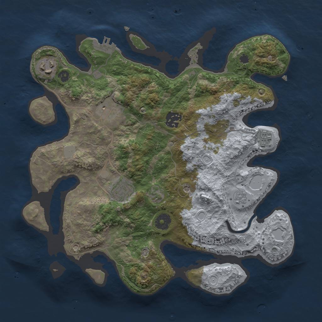 Rust Map: Procedural Map, Size: 3000, Seed: 1764156952, 11 Monuments