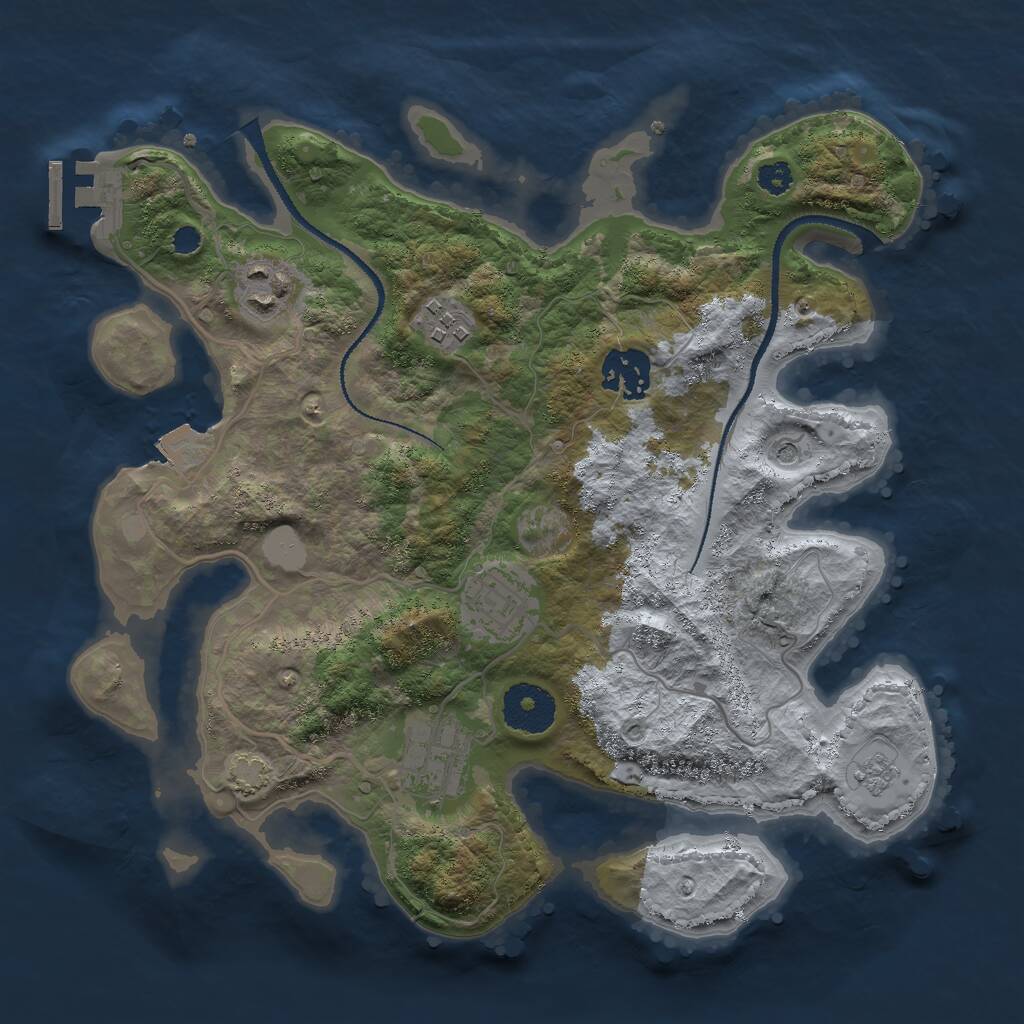 Rust Map: Procedural Map, Size: 3000, Seed: 1764156952, 10 Monuments