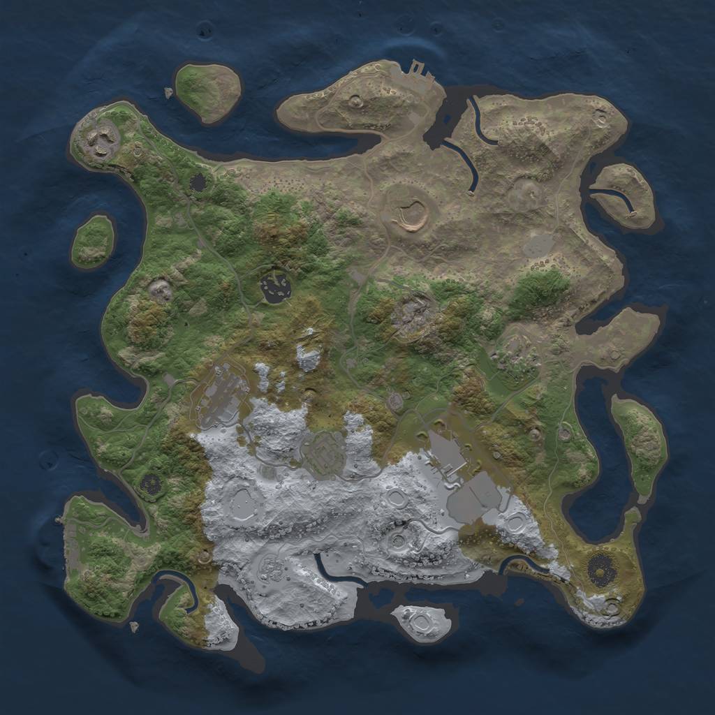 Rust Map: Procedural Map, Size: 3500, Seed: 54106497, 16 Monuments