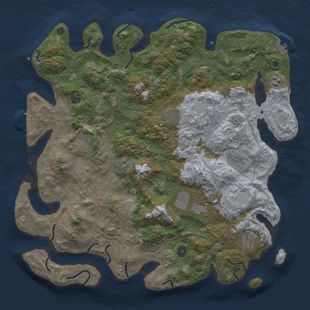 Rust Map: Procedural Map, Size: 4500, Seed: 1111111111, 18 Monuments