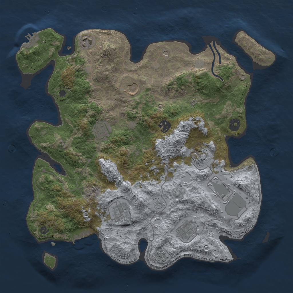 Rust Map: Procedural Map, Size: 3600, Seed: 648261, 16 Monuments