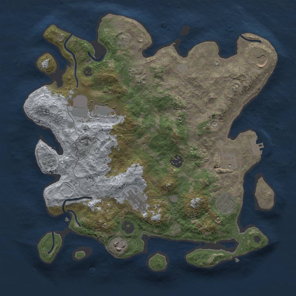 Rust Map: Procedural Map, Size: 3500, Seed: 551152938, 17 Monuments