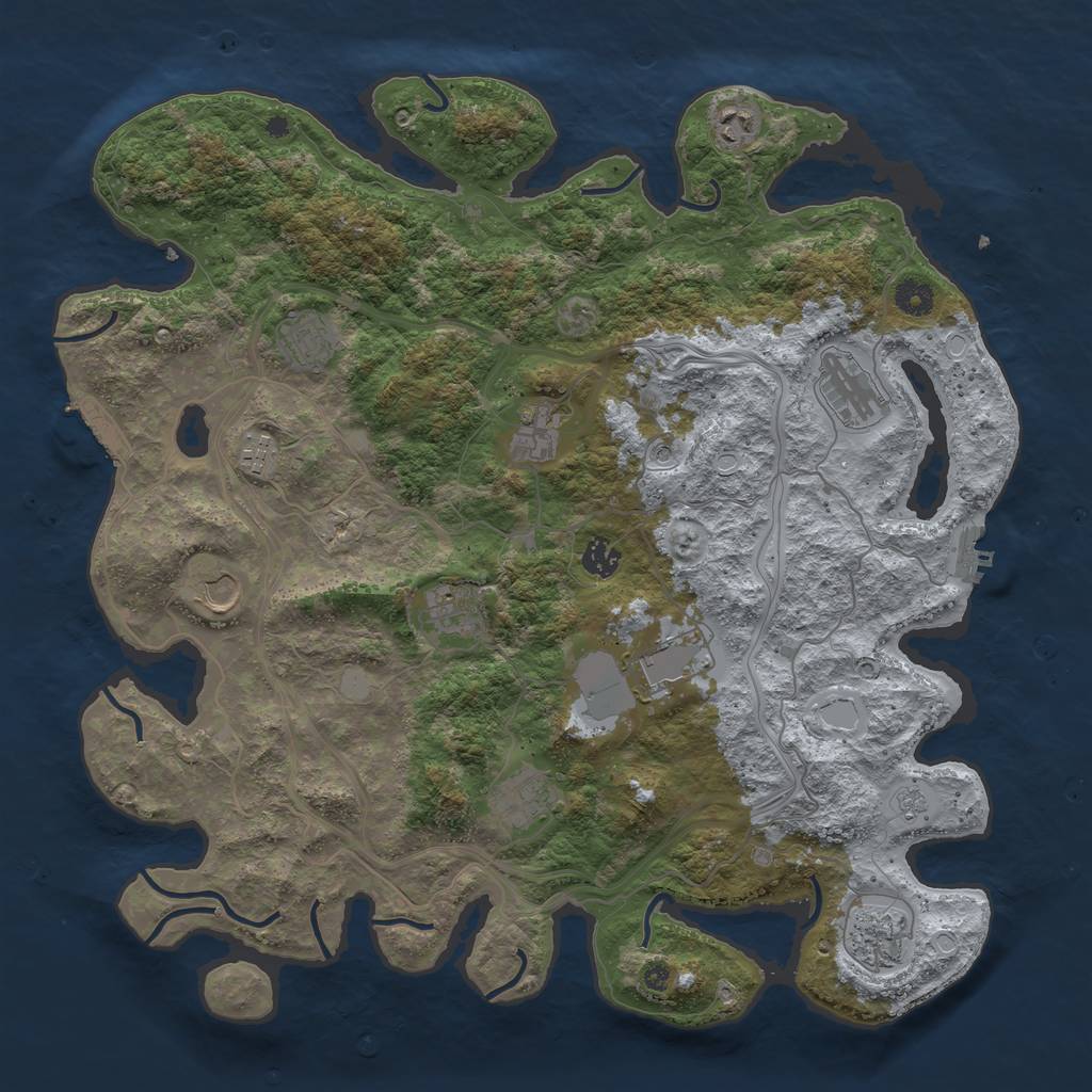 Rust Map: Procedural Map, Size: 4250, Seed: 2116012854, 18 Monuments