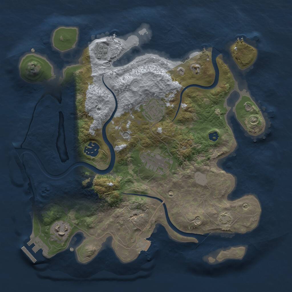 Rust Map: Procedural Map, Size: 3000, Seed: 1062143643, 9 Monuments