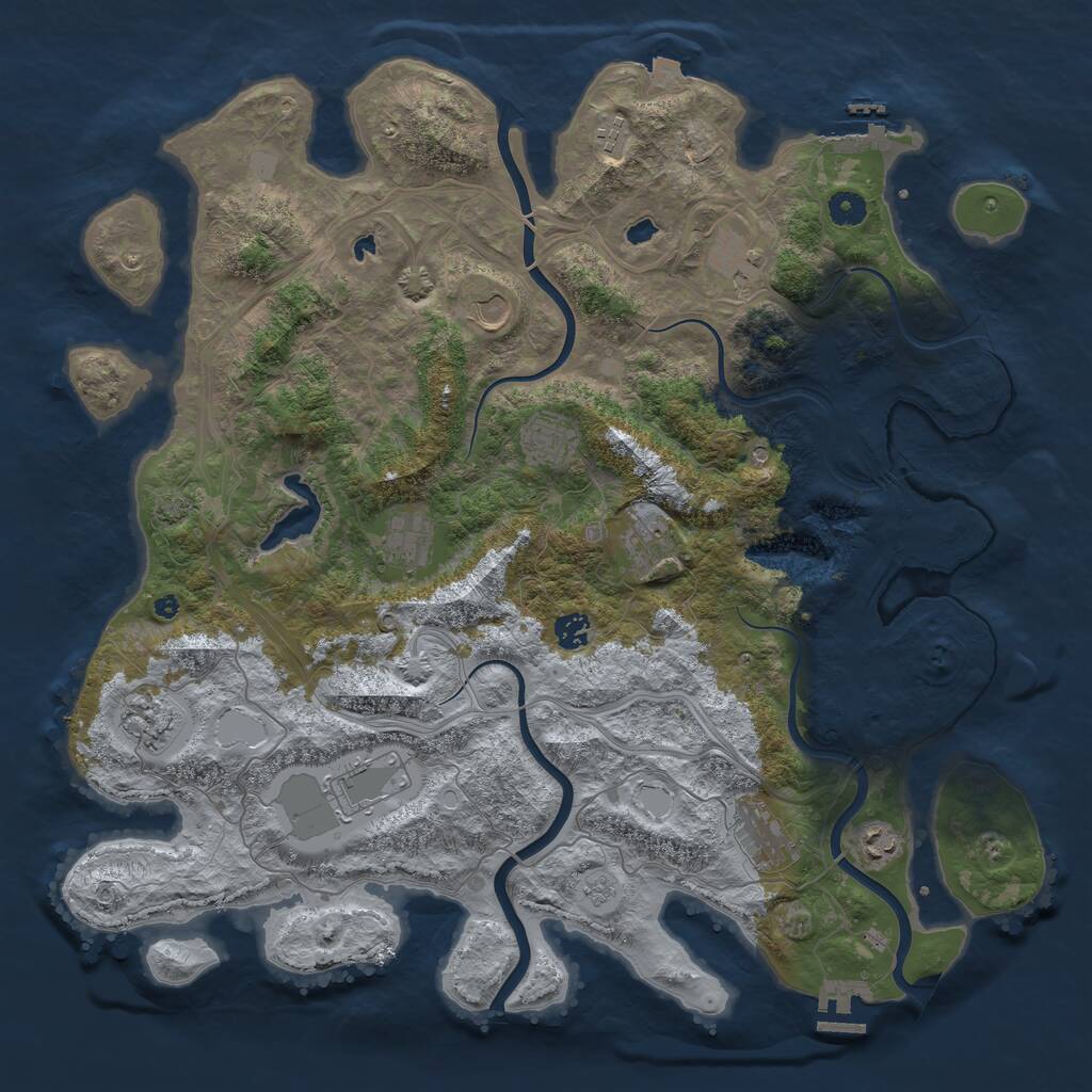 Rust Map: Procedural Map, Size: 4500, Seed: 1216359536, 17 Monuments