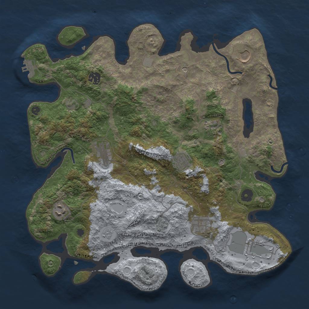 Rust Map: Procedural Map, Size: 3750, Seed: 555, 17 Monuments