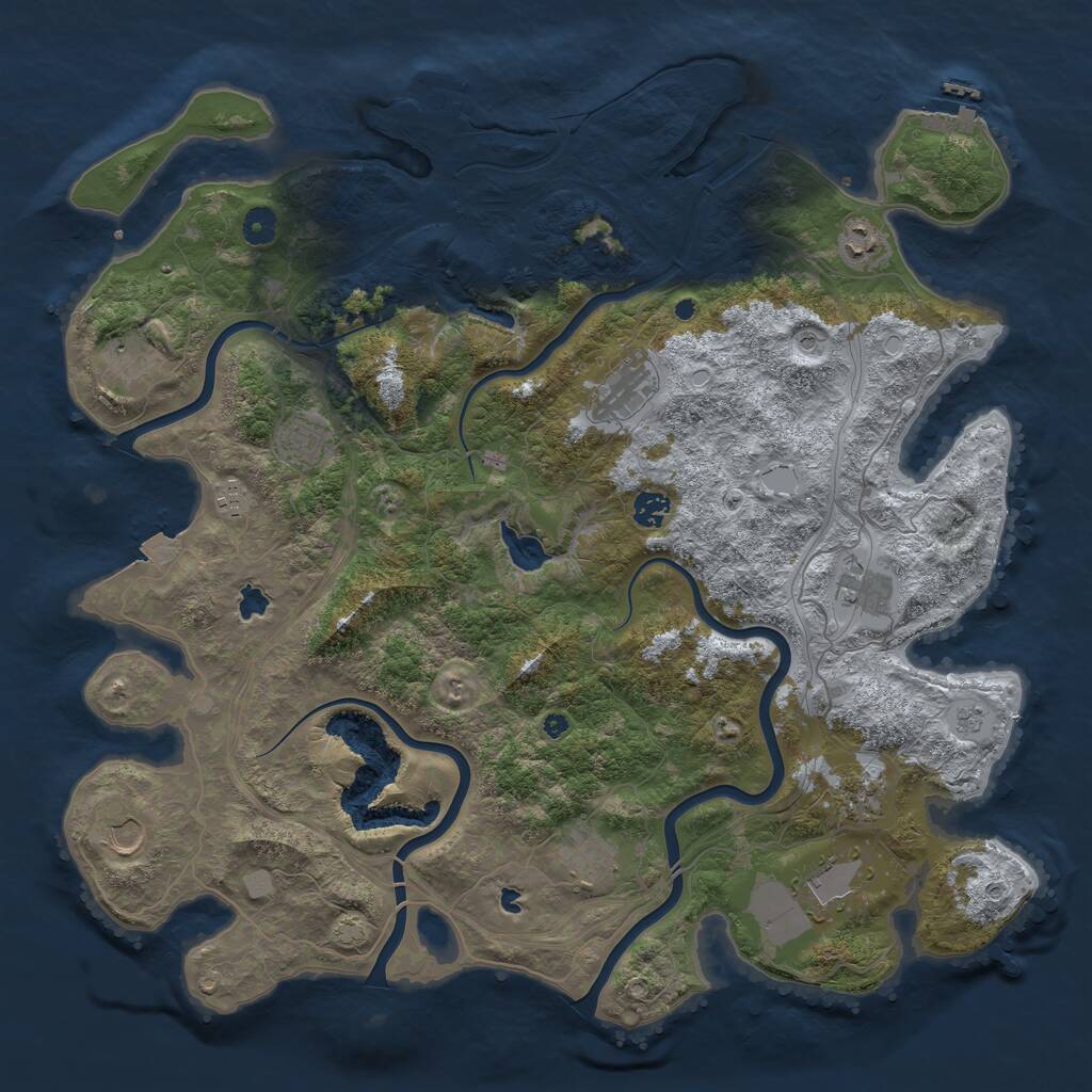 Rust Map: Procedural Map, Size: 4500, Seed: 2129266014, 17 Monuments