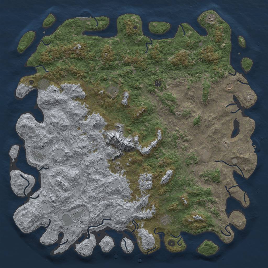 Rust Map: Procedural Map, Size: 6000, Seed: 70643212, 20 Monuments
