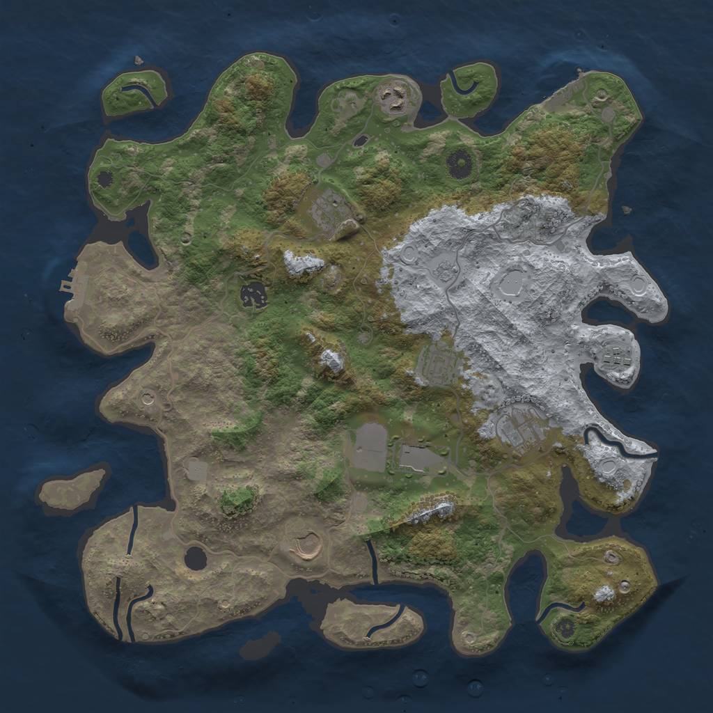 Rust Map: Procedural Map, Size: 3888, Seed: 1337, 17 Monuments