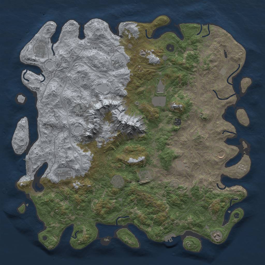 Rust Map: Procedural Map, Size: 5000, Seed: 1258, 20 Monuments