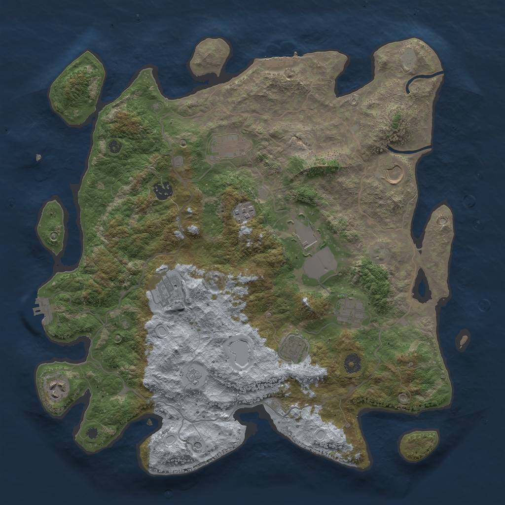 Rust Map: Procedural Map, Size: 4000, Seed: 1197290025, 18 Monuments