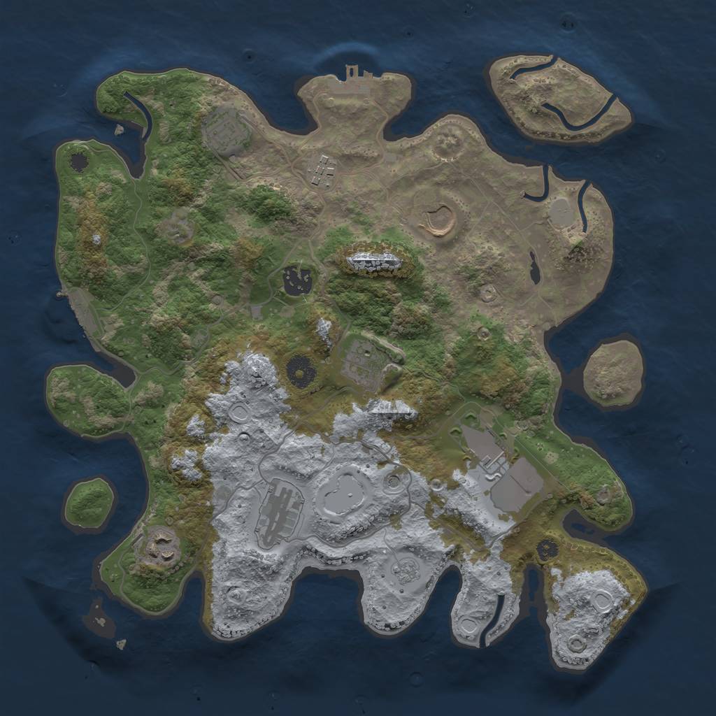 Rust Map: Procedural Map, Size: 3500, Seed: 258551, 17 Monuments