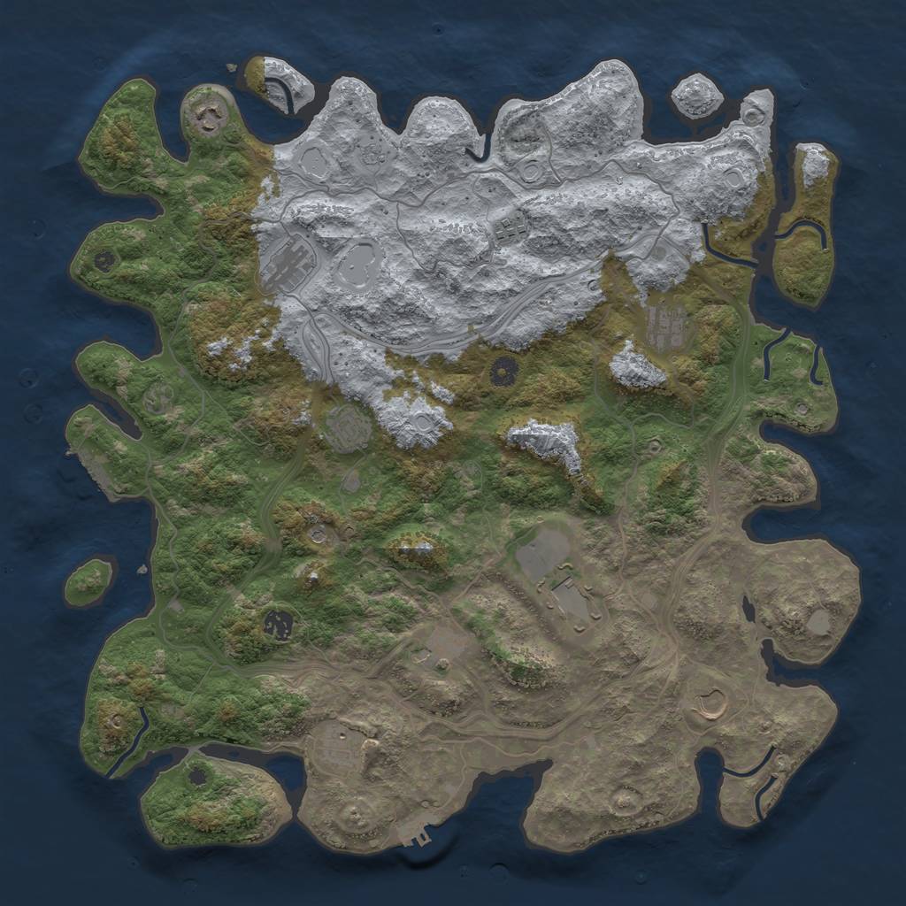 Rust Map: Procedural Map, Size: 4500, Seed: 2074808349, 19 Monuments