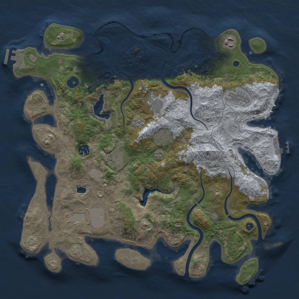 Rust Map: Procedural Map, Size: 4000, Seed: 70513633, 14 Monuments