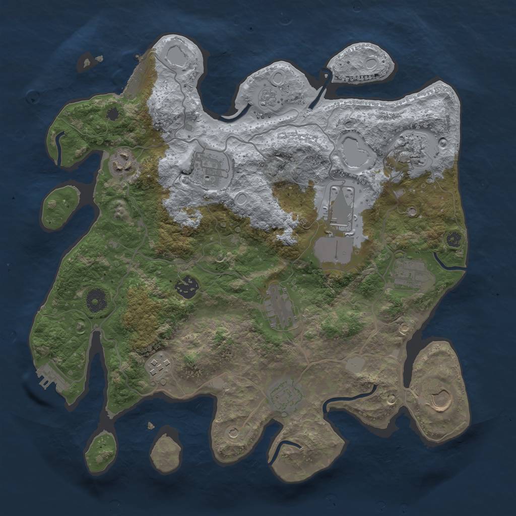 Rust Map: Procedural Map, Size: 3500, Seed: 348215866, 19 Monuments