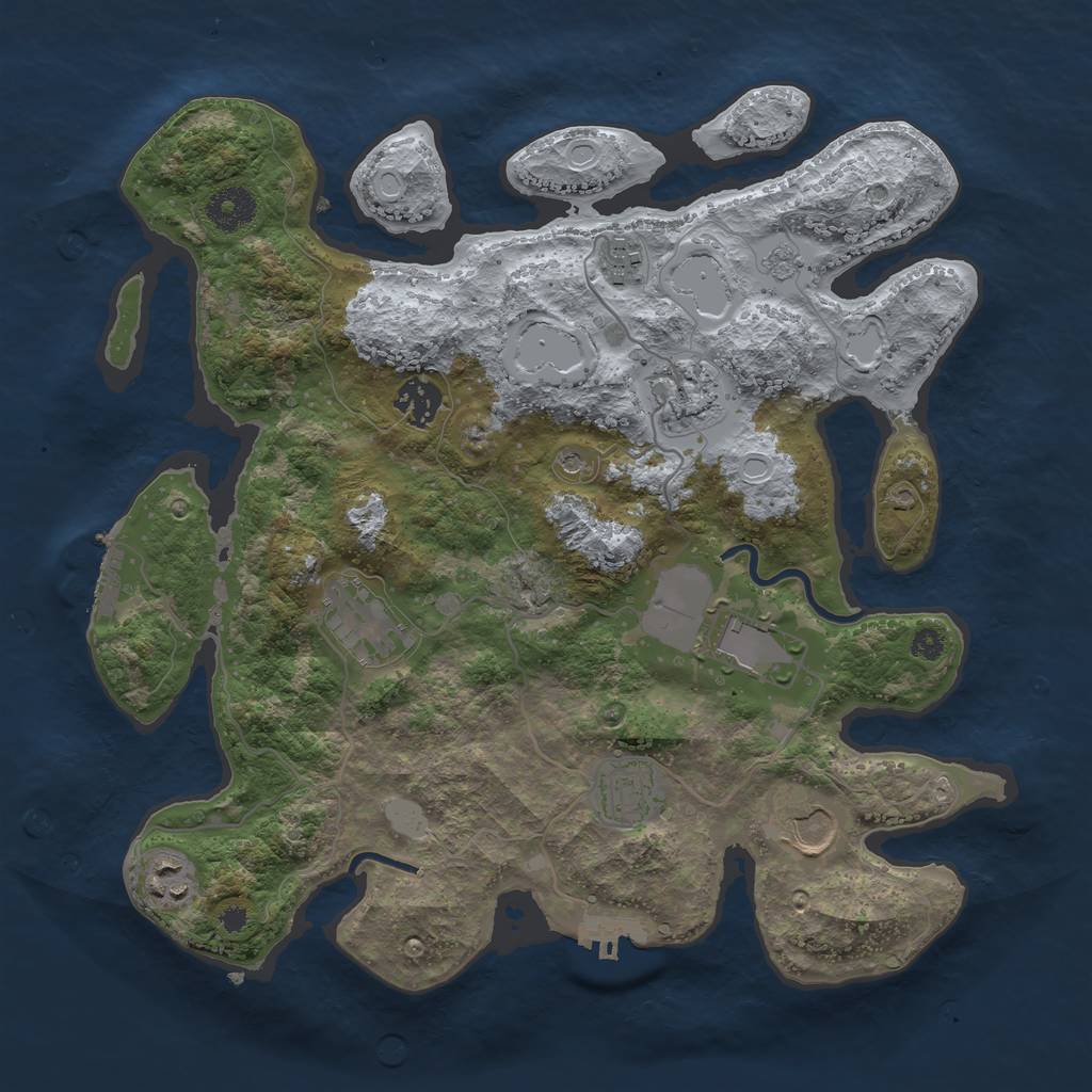 Rust Map: Procedural Map, Size: 3500, Seed: 1002679249, 15 Monuments