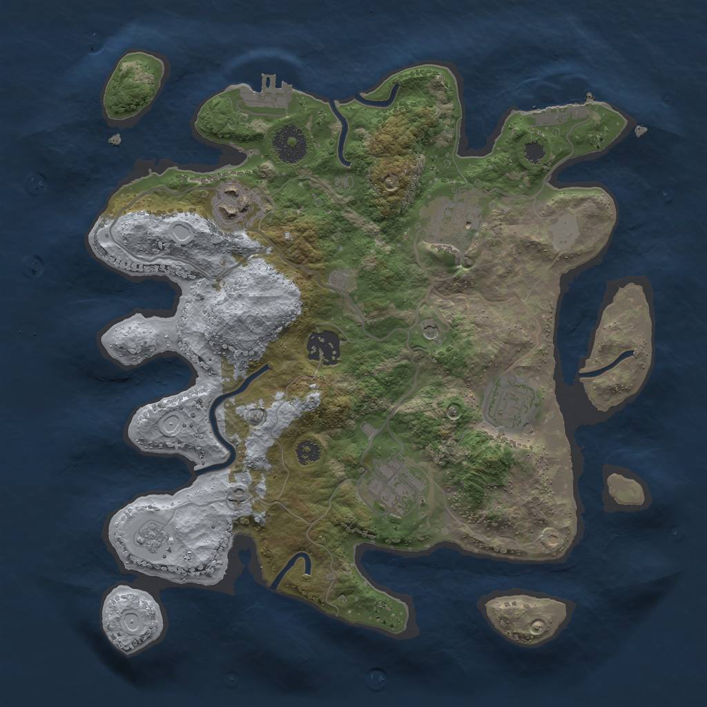 Rust Map: Procedural Map, Size: 3000, Seed: 365024044, 14 Monuments