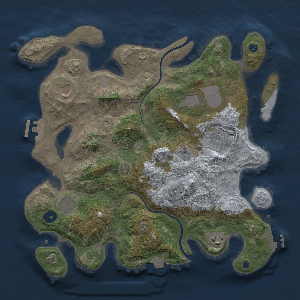 Rust Map: Procedural Map, Size: 3500, Seed: 1925403, 12 Monuments