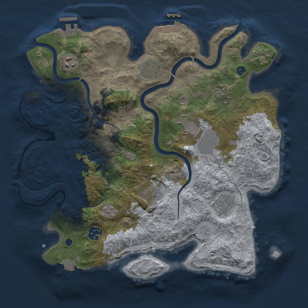 Rust Map: Procedural Map, Size: 3500, Seed: 1979068328, 14 Monuments