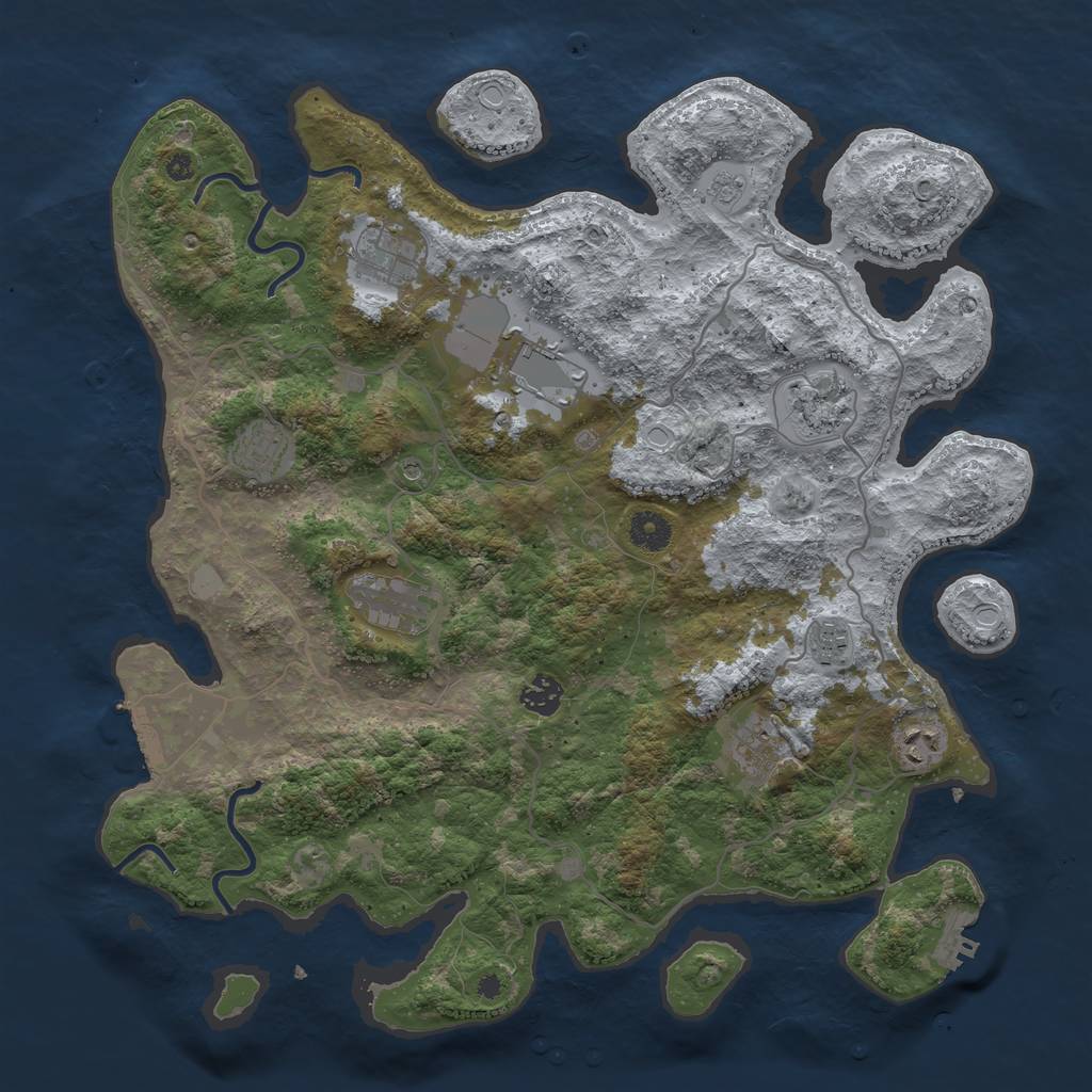 Rust Map: Procedural Map, Size: 4000, Seed: 1933496184, 16 Monuments