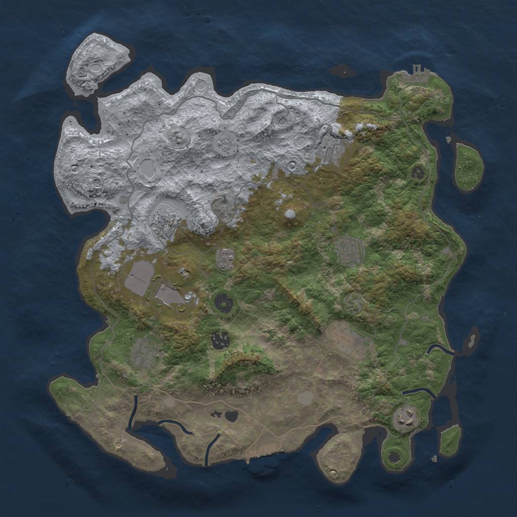 Rust Map: Procedural Map, Size: 4000, Seed: 1557064294, 18 Monuments