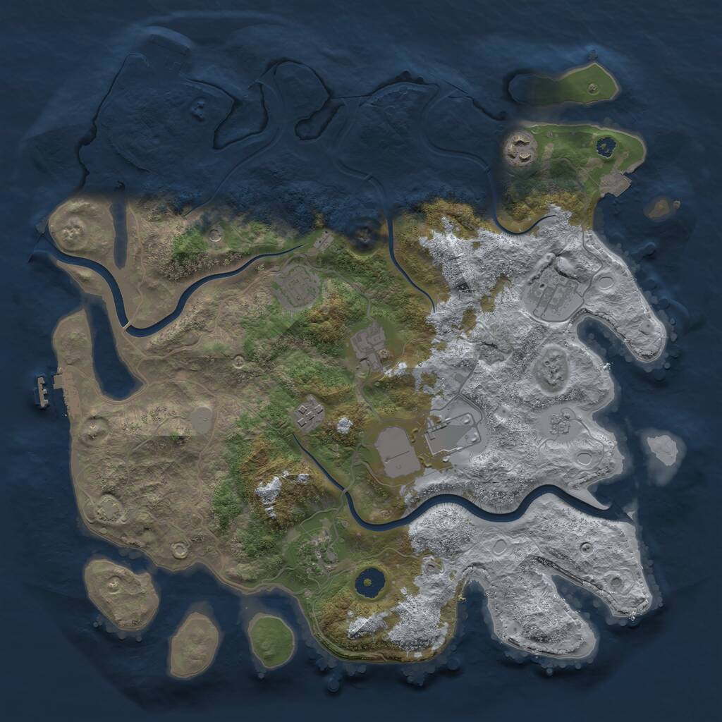 Rust Map: Procedural Map, Size: 3750, Seed: 1526944519, 13 Monuments