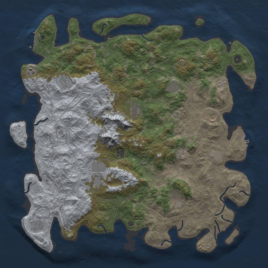 Rust Map: Procedural Map, Size: 5000, Seed: 1000, 19 Monuments