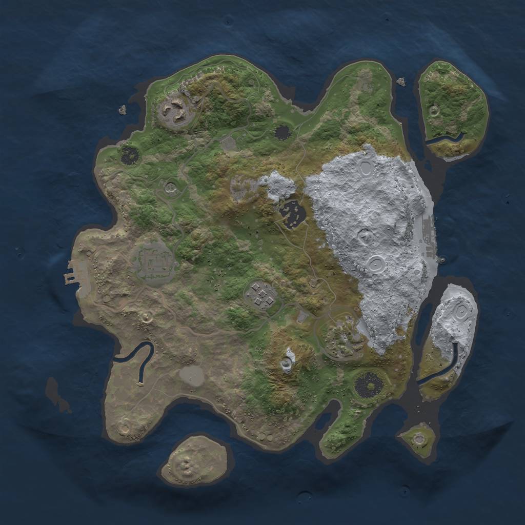 Rust Map: Procedural Map, Size: 3000, Seed: 76661, 13 Monuments