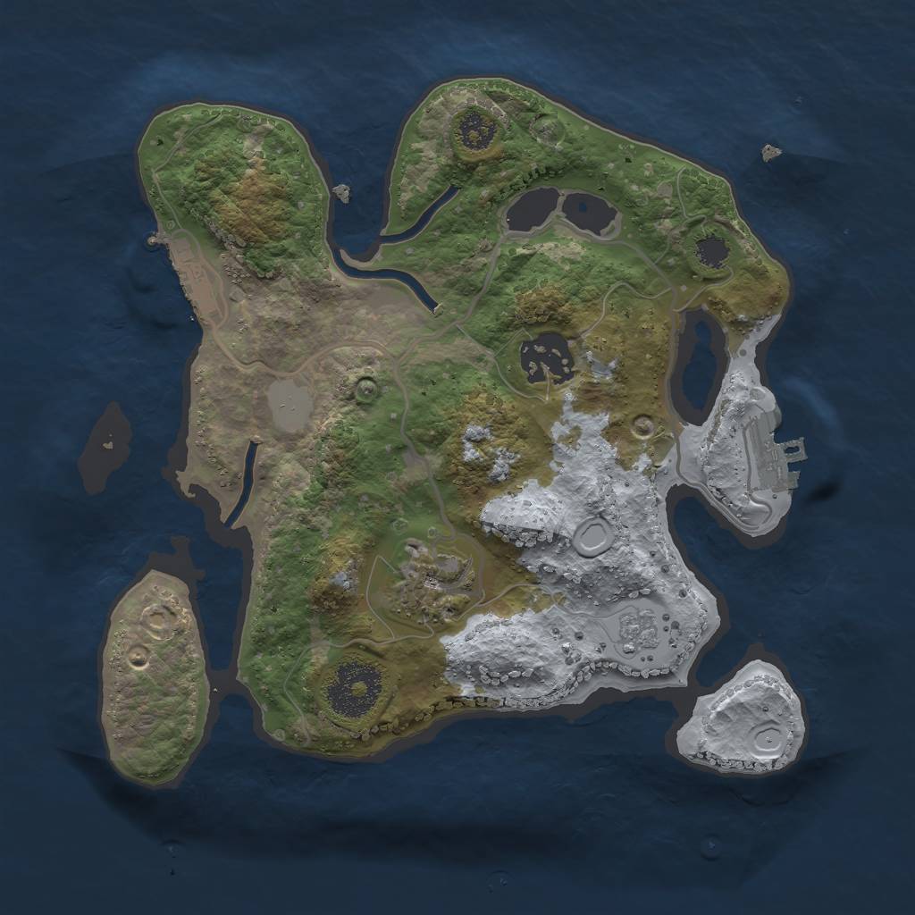 Rust Map: Procedural Map, Size: 2500, Seed: 1052153387, 10 Monuments