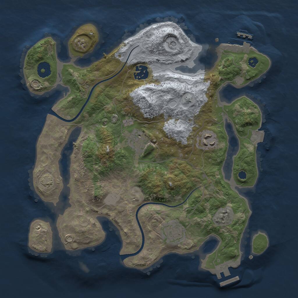 Rust Map: Procedural Map, Size: 3000, Seed: 2009534515, 9 Monuments