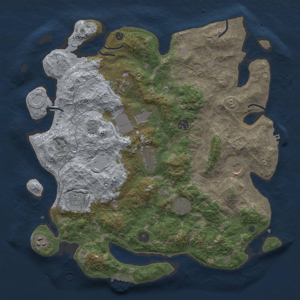 Rust Map: Procedural Map, Size: 4000, Seed: 1403, 18 Monuments