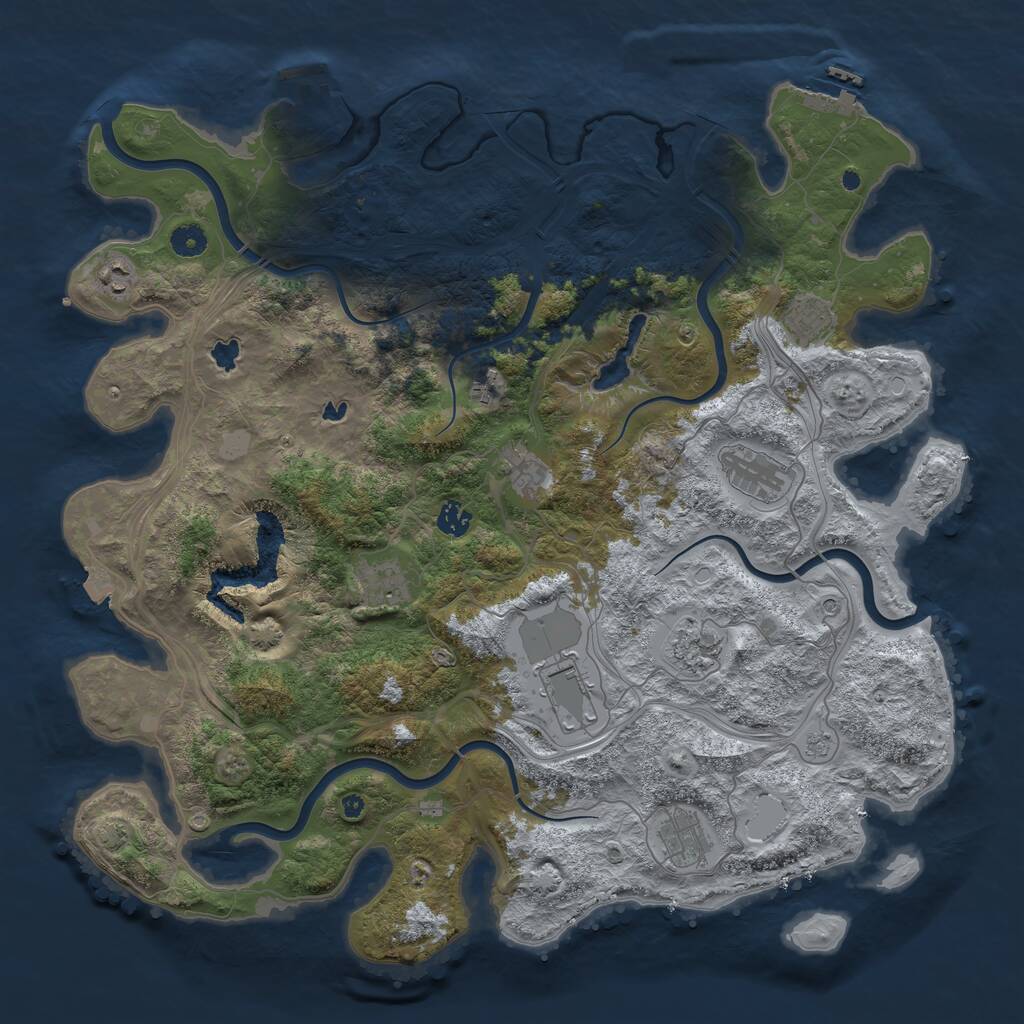 Rust Map: Procedural Map, Size: 4500, Seed: 31415926, 16 Monuments