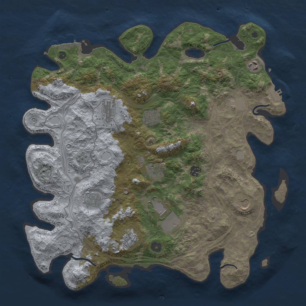 Rust Map: Procedural Map, Size: 4250, Seed: 757361864, 20 Monuments