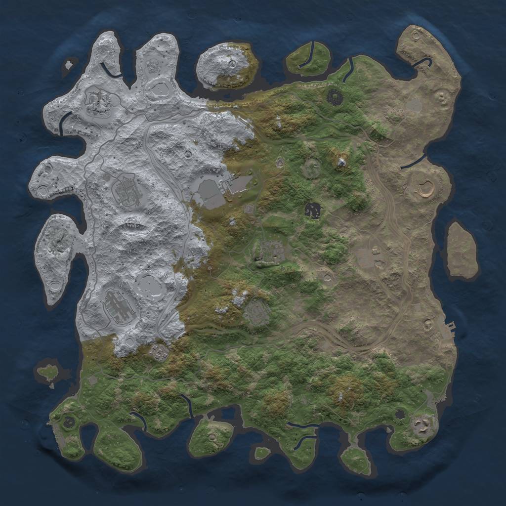 Rust Map: Procedural Map, Size: 4500, Seed: 1709534820, 20 Monuments