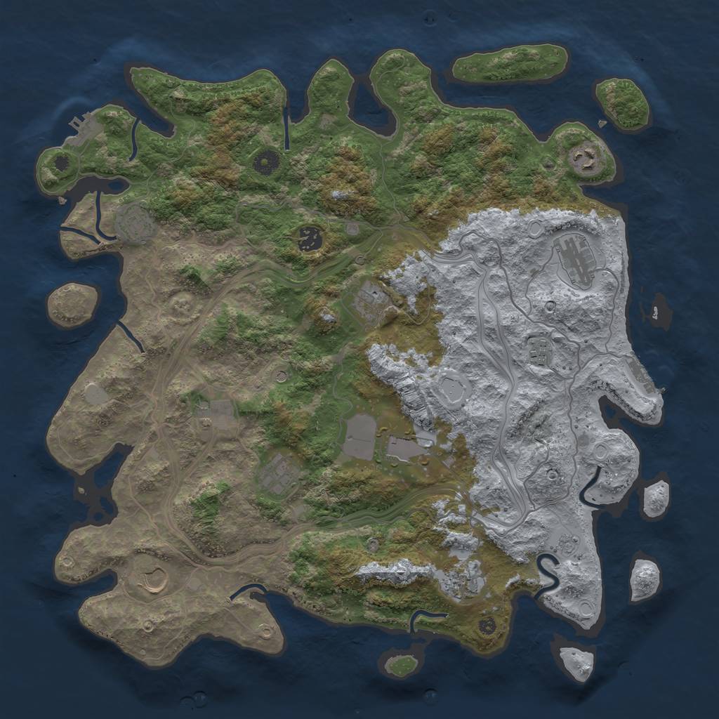 Rust Map: Procedural Map, Size: 4250, Seed: 1034639002, 18 Monuments