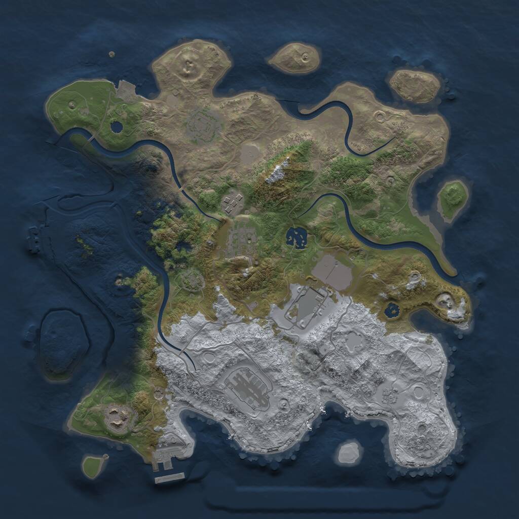 Rust Map: Procedural Map, Size: 3500, Seed: 123789, 13 Monuments
