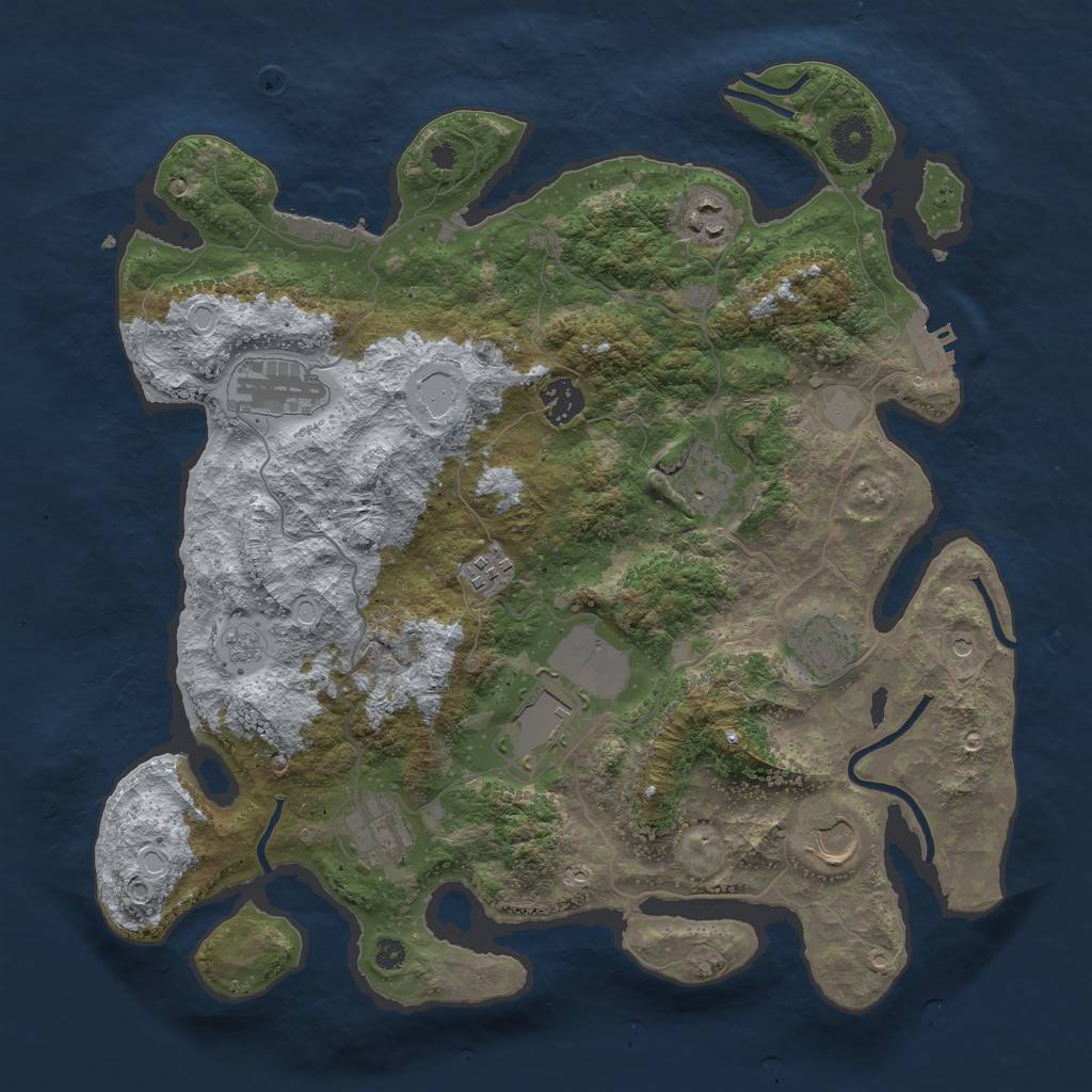 Rust Map: Procedural Map, Size: 3700, Seed: 1510305053, 16 Monuments