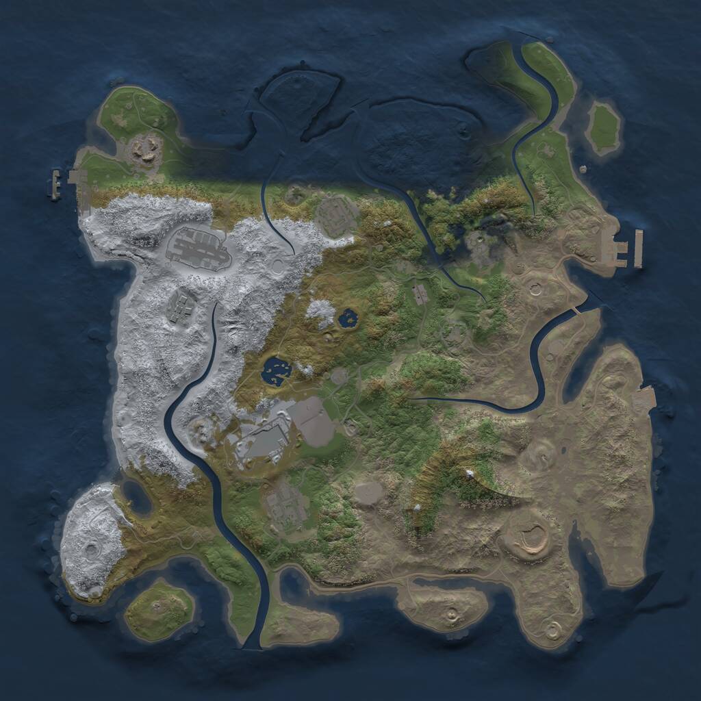 Rust Map: Procedural Map, Size: 3700, Seed: 1510305053, 14 Monuments
