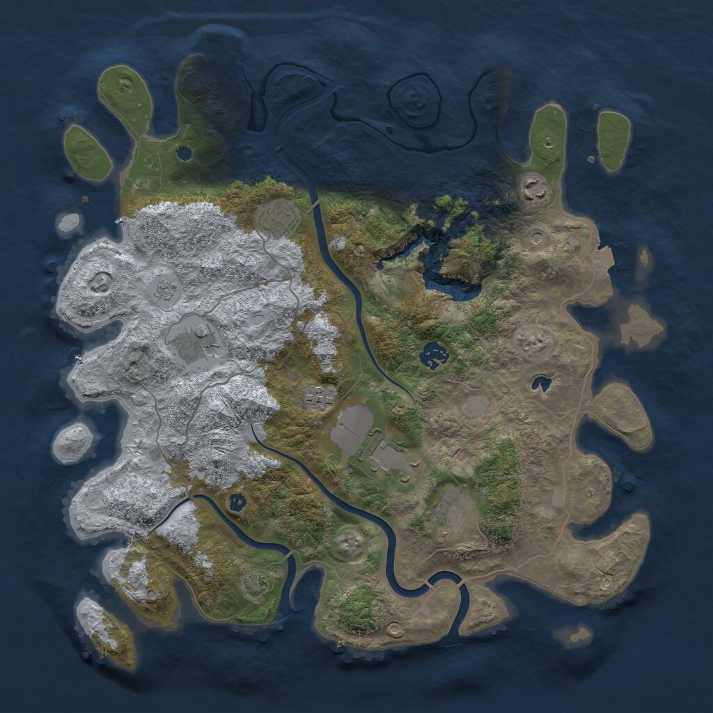 Rust Map: Procedural Map, Size: 4000, Seed: 1240667422, 12 Monuments