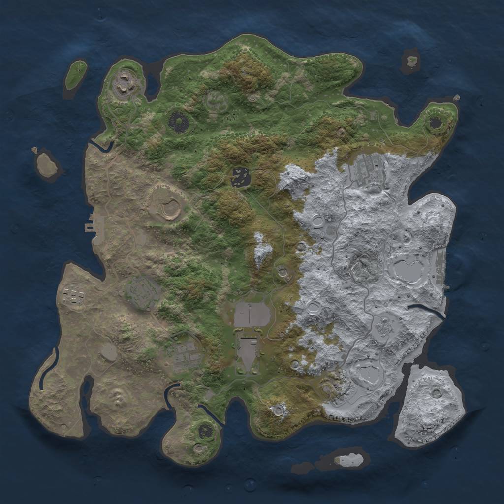 Rust Map: Procedural Map, Size: 3600, Seed: 156874852, 18 Monuments