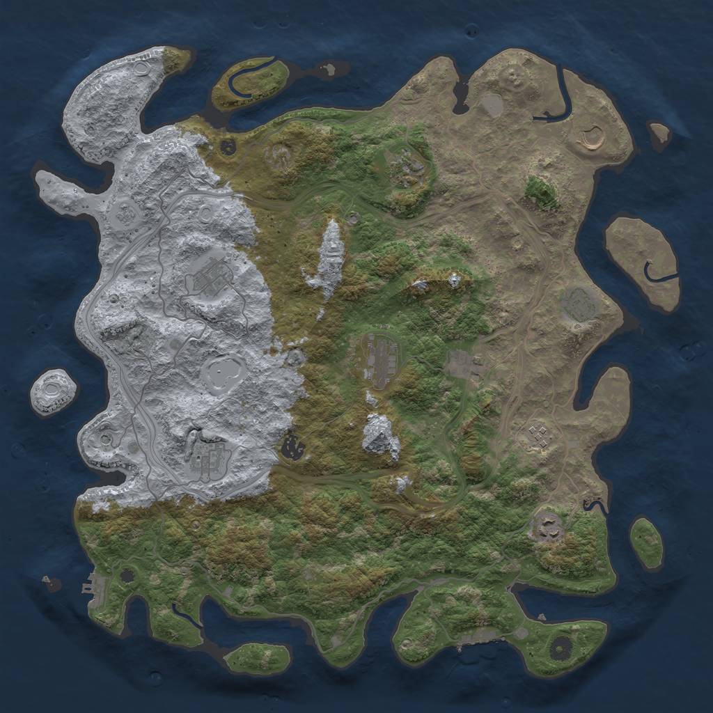 Rust Map: Procedural Map, Size: 4500, Seed: 1354104880, 19 Monuments